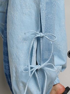Light Blue Tie-Sleeve Top